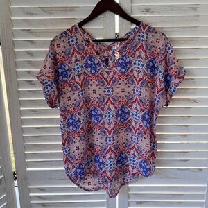 Pink Rose | Geometric Criss Cross Front Blouse